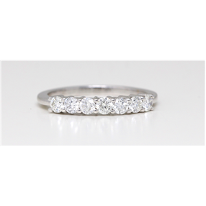 14K White Gold Round Diamond Half-Eternity Multi-Stone Prong Set Engagement Ring (0.98 Ct G-H Si Clarity)