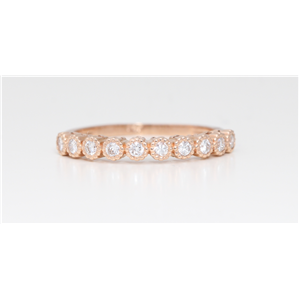 14K Rose Gold Round Diamond Framed Multi-Stone Prong Set Half-Eternity Ring (0.32 Ct D-F Color Vs-Si Clarity)
