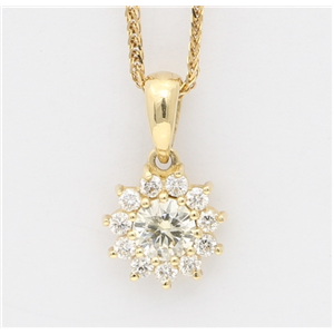 14K Yellow Gold Round Cut Diamond Multi-Stone Prong Set Flower Shape Pendant (0.42 Ct,I-J Color,Si Clarity)
