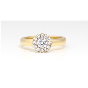 14K Yellow Gold Round Diamond Multi-Stone Prong Set Flower Engagement Ring (0.42 Ct F-G Color Vvs-Vs Clarity)