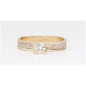 14K Yellow Gold Round Diamond Solitaire Prong Set Channel Shoulder Engagement Ring (0.48 Ct J-K Vs Clarity)