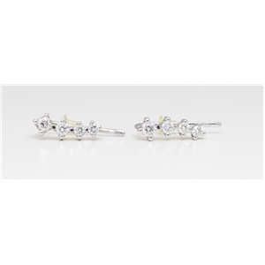 14K White Gold Round Diamond Four-Stone Prong Set Journey Stud Earrings (0.52 Ct,D-F Color,Vs-Si Clarity)
