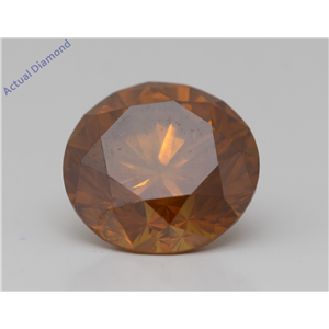 Round Cut Loose Diamond (4.43 Ct,Fancy Vivid Orange(Hpht) Color,Si2(Drilled) Clarity) Aig Certified