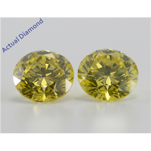 A Pair of Round Cut Loose Diamonds (4.15 Ct, Fancy Vivid Canary Yellow(Irradiated) ,SI2(Clarity Enhanced))  