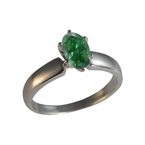 Oval Diamond Solitaire Engagement Ring 14k 4.01 Ct, Forest Green(Color Irradiated) , SI2(ClarIty Enhanced)