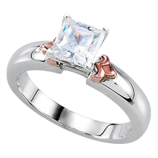 14k White Gold Diamond Princess Cut Diamond Engagement Solitaire Ring 1.02ct VS2