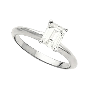 14k White Gold Emerald cut Engagement Ring 0.74ct F Color VS1