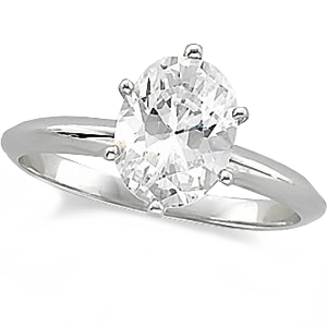 14k White Gold Oval Cut Solitaire Engagement Ring 1ct VVS