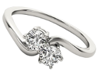 Two Stone Diamond Engagement Ring in 14K White Gold, 1 Ct, D Color and SI2 Clarity
