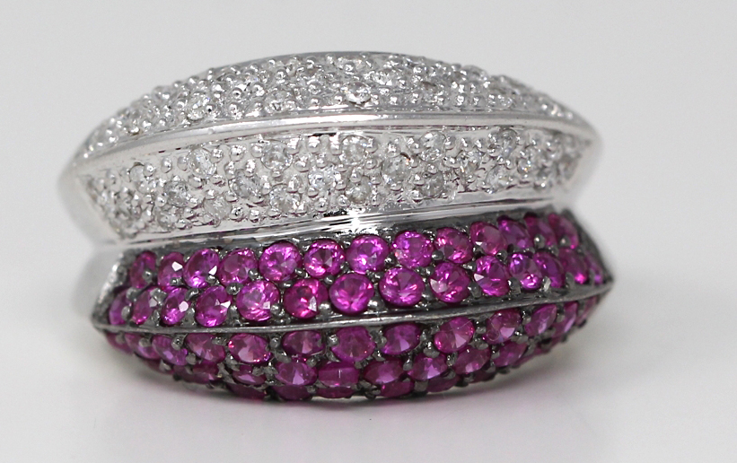14k White Gold Pink Irradiated Diamond Dress Ring (1.56 Carat, SI)