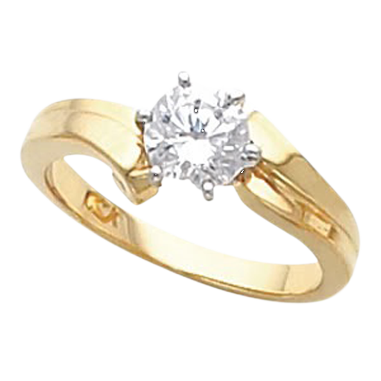  Round Diamond 14k Yellow Gold Solitaire Engagement Ring ( 0.9 Ct, K Color, I1)