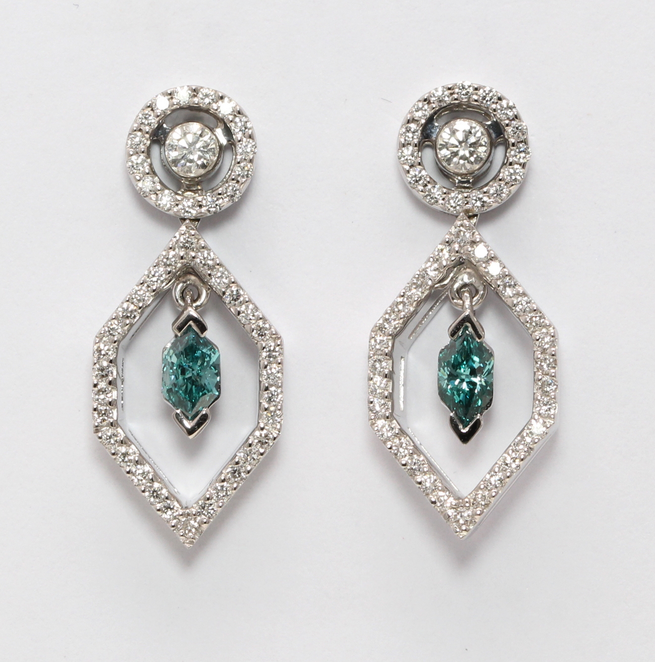 18k Blue Enhanced Vintage Marquise Drop Earrings