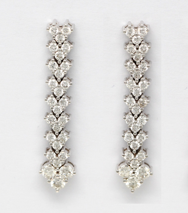 18K White Gold Journey Diamond Earrings