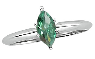 14k White Gold Marquise Cut Diamond Solitaire Engagement Ring (0.76 Carat, Green Color Irradiated, SI1 Clarity Enhanced)