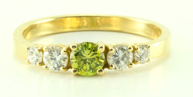 14k Yellow Gold Diamond Half-Eternity Wedding Band (0.86 Carat, Green Treated, SI3)