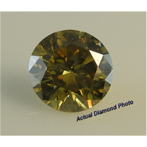 Round Cut Loose Diamond (1.2 Ct, Fancy Deep Brownish Yellow(Hpht Color Treated) ,SI3)  