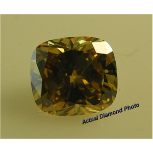 Cushion Cut Loose Diamond (1.02 Ct, Fancy Deep Brownish Yellow(Hpht Color Treated) ,VVS2)  