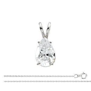 Pear Diamond Solitaire Pendant Necklace 