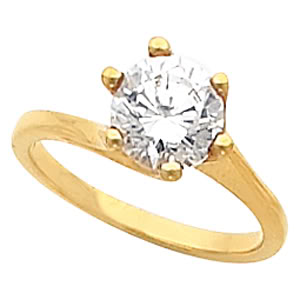 Round Diamond Solitaire Engagement Ring 14K Yellow Gold 1 Ct, (G-H Color, Si Clarity)