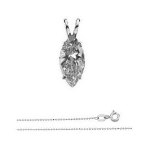 Marquise Diamond Solitaire Pendant Necklace 14K White Gold ( 1.03 Ct, H Color, I1 Clarity)