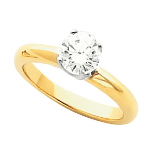Round Diamond Solitaire Engagement Ring 14K Two Tone Gold 1 Ct, (G-H Color, Si Clarity)