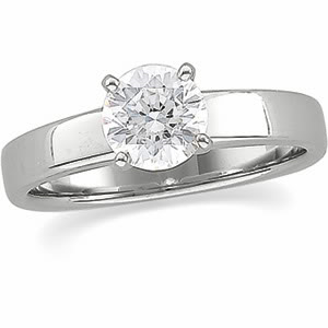 Round Diamond Solitaire Engagement Ring 14K White Gold 1 Ct, (G-H Color, Si Clarity)