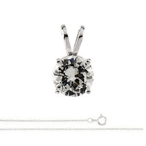 Round Diamond Solitaire Pendant Necklace 18K White Gold ( 1 Ct, G-H Color, Si Clarity)
