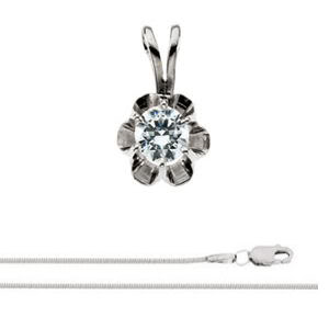 Round Diamond Solitaire Pendant Necklace 14K White Gold ( 1 Ct, G-H Color, Si Clarity)