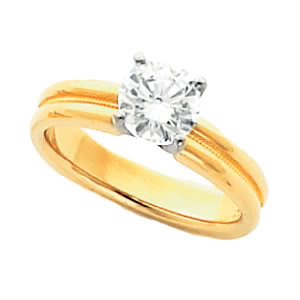 Round Diamond Solitaire Engagement Ring 14K Two Tone Gold 1 Ct, (I-J Color, Vs Clarity)