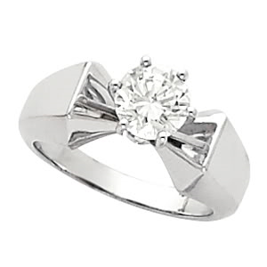 Round Diamond Solitaire Engagement Ring 14K White Gold 1 Ct, (D-E Color, Si Clarity)