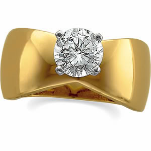 Round Diamond Solitaire Engagement Ring 14K Yellow Gold 1 Ct, (D-E Color, Si Clarity)
