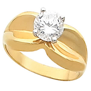Round Diamond Solitaire Engagement Ring 14K Yellow Gold 1 Ct, (F-G Color, Si Clarity)