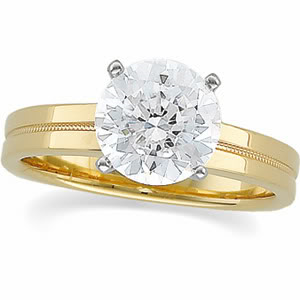 Round Diamond Solitaire Engagement Ring 14K Two Tone Gold 1 Ct, (F-G Color, Si Clarity)