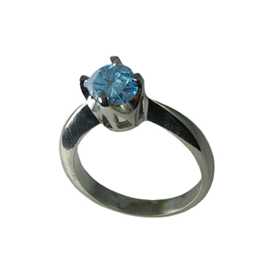 Round Diamond Solitaire Engagement Ring 14K White Gold 0.71 Ct, (Sky Blue(Color Irradiated) Color, I1 Clarity)