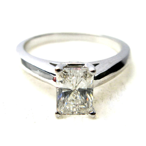Radiant Diamond Solitaire Engagement Ring, 14K White Gold (0.65 Ct, E , Vvs2( Enhanced) ) Igl