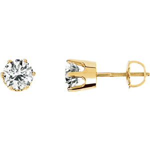 Round Diamond Stud Earrings 14K Yellow Gold (2.06 Ct, F-G Color, I1-Si3 Clarity)