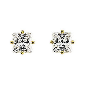 Princess Diamond Stud Earrings 14K Yellow Gold (0.63 Ct,F Color,I1 Clarity)
