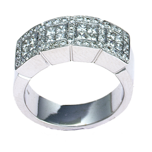 18k White Gold Princess & Round Cut Diamonds Box style Fashion Wedding Band (1.13 Ct., G Color, VS1 Clarity)