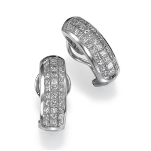 18k White Gold Princess Cut Diamond Fashion Earings (3.63 Ct., G Color, VS1 Clarity)