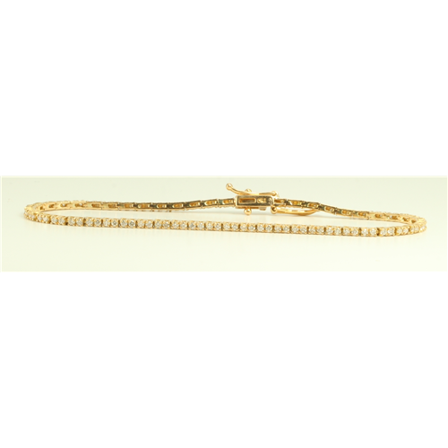 18K Rose Gold Round Diamond Pave Set Tennis Bracelet (1.1 Ct G Vs Clarity)