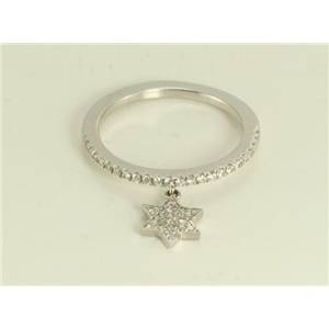 18k White Gold Round trendy diamond eternity ring with pavee set star charm (0.23 Ct G VS Clarity)