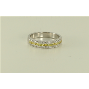 14K White Gold Round Princess Invisible Set Diamond Wedding Ring (Yellow(Irradiated) White Vs Clarity)
