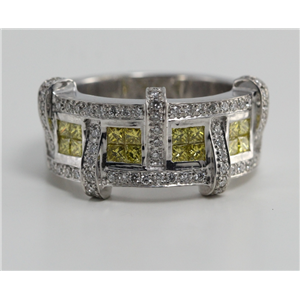 18K Gold Princess Diamond Half Eternity Ring 1.11 Ct G Vs Yellow Irradiated White Vs Clarity