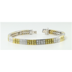 18K Gold Princess Diamond Tennis Bracelet (Yellow(Irradiated) White Vs Clarity)