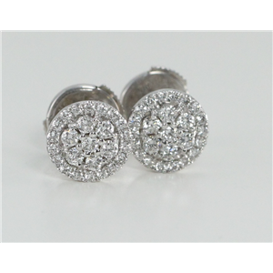 18K Two Tone Gold Round Seven-Stone Bezel Set Cluster Diamond Earrings (0.52 Ct G Vs Clarity)