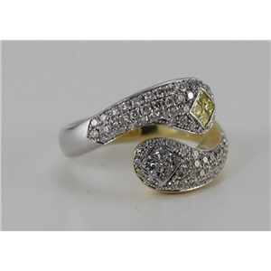 18K Two Tone Gold Round Princess Diamond Pavee Ring (Yellow White Vs Clarity)