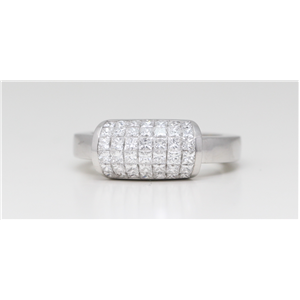 18K White Gold Princess Invisible Setting Five Row Classic Diamond Ring (1.59 Ct G Vs Clarity)