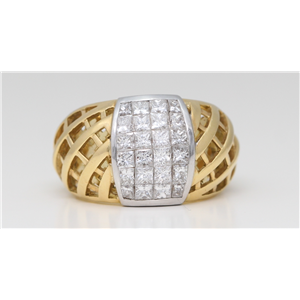 18K White Gold Princess Diamond Invisible Setting Ring (1.49 Ct G Vs Clarity)
