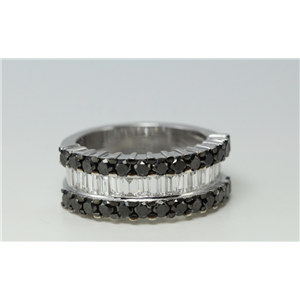 18k Gold BAGUETTE & Channel Setting Channel Classic & Round half eternity Ring (BLACK & White,VS Clarity)