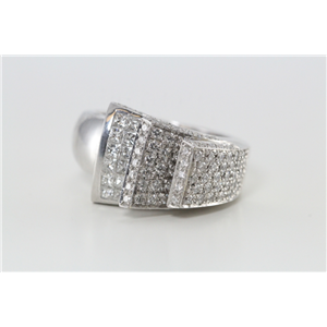 18K Gold Round Princess White Pave Diamond Ring (1.32 Ct G Vs Clarity)